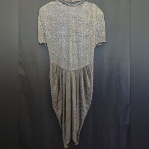 Vintage dress metallic silver dots. Retro. Back and silver, maximalist, cosplay